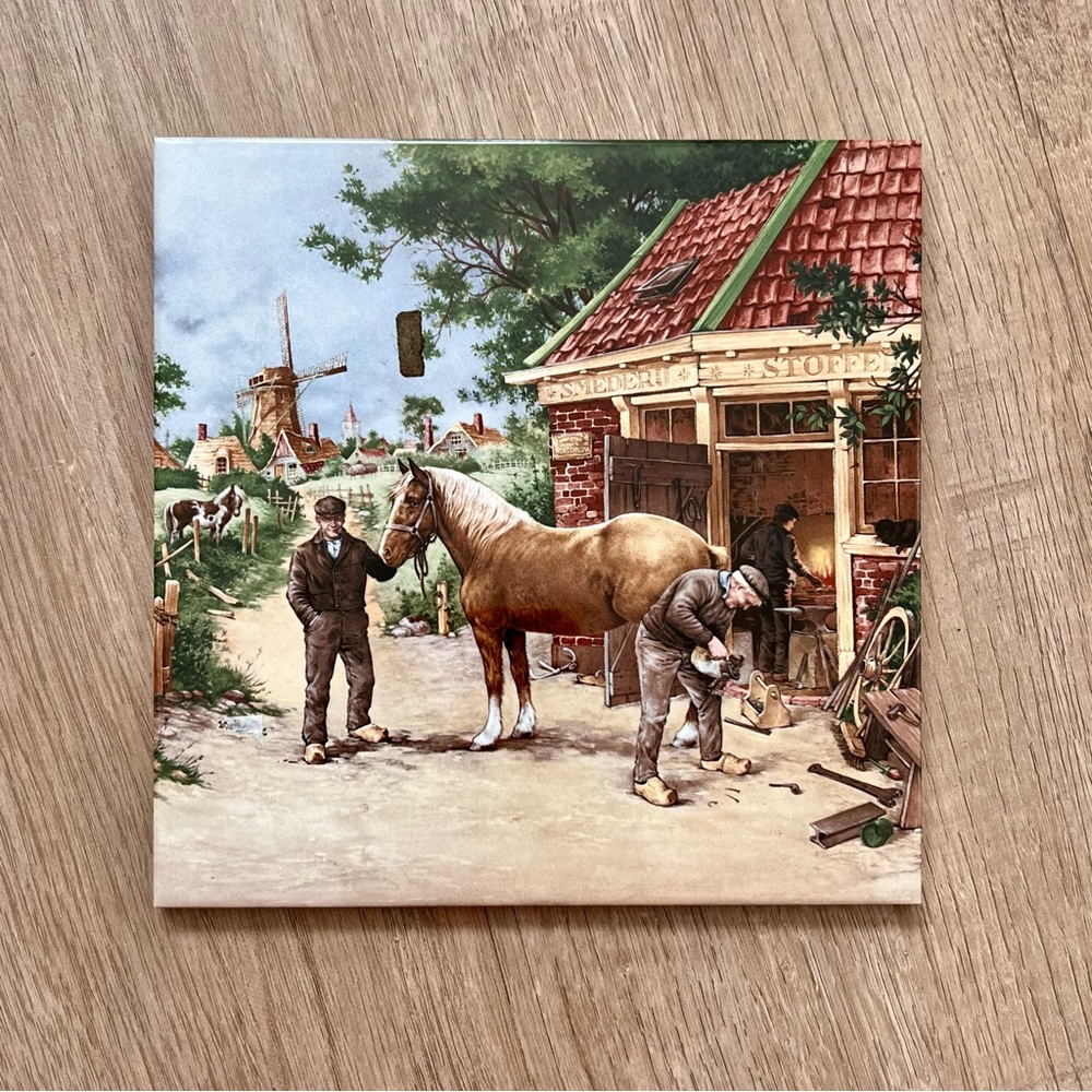Vintage New Tile Royal Mosa‎ Holland blacksmith 6”